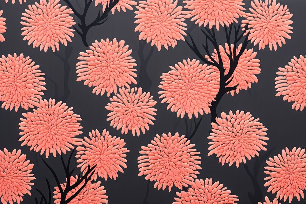 Silkscreen chrysanthemum pattern backgrounds texture plant.
