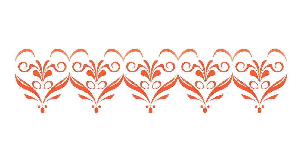 Ornament divider hearts gradient pattern red white background.