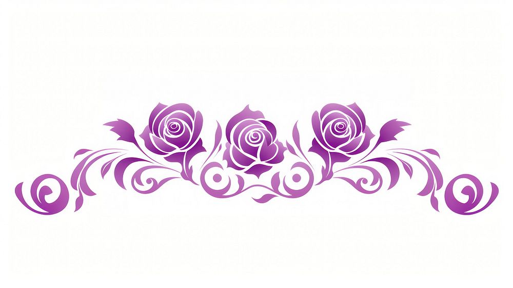 Ornament divider rose gradient purple pattern white background.