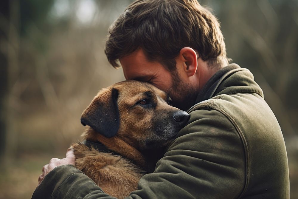 Person hugging a dog photography portrait mammal.