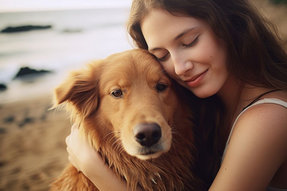 Person hugging a dog photography portrait mammal.