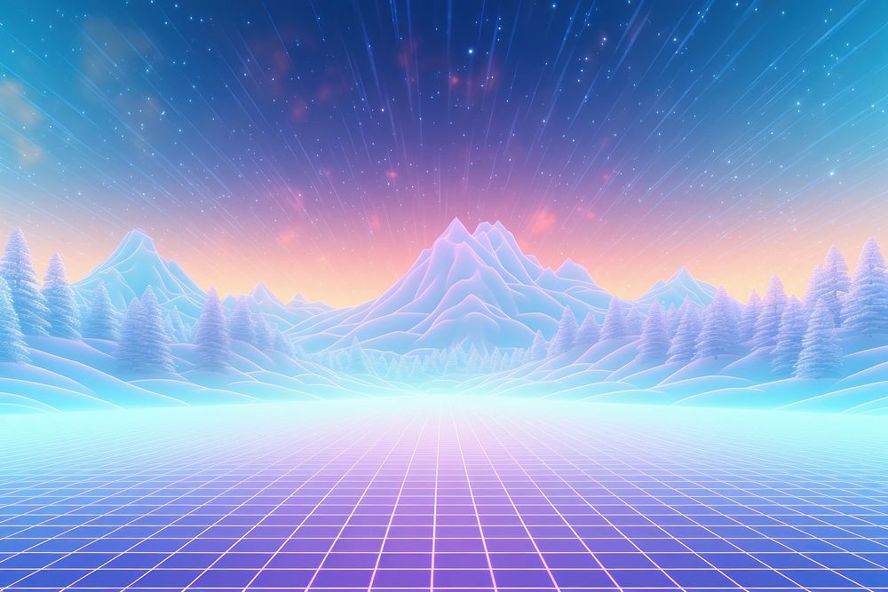 Retrowave winter scenery snow backgrounds abstract.