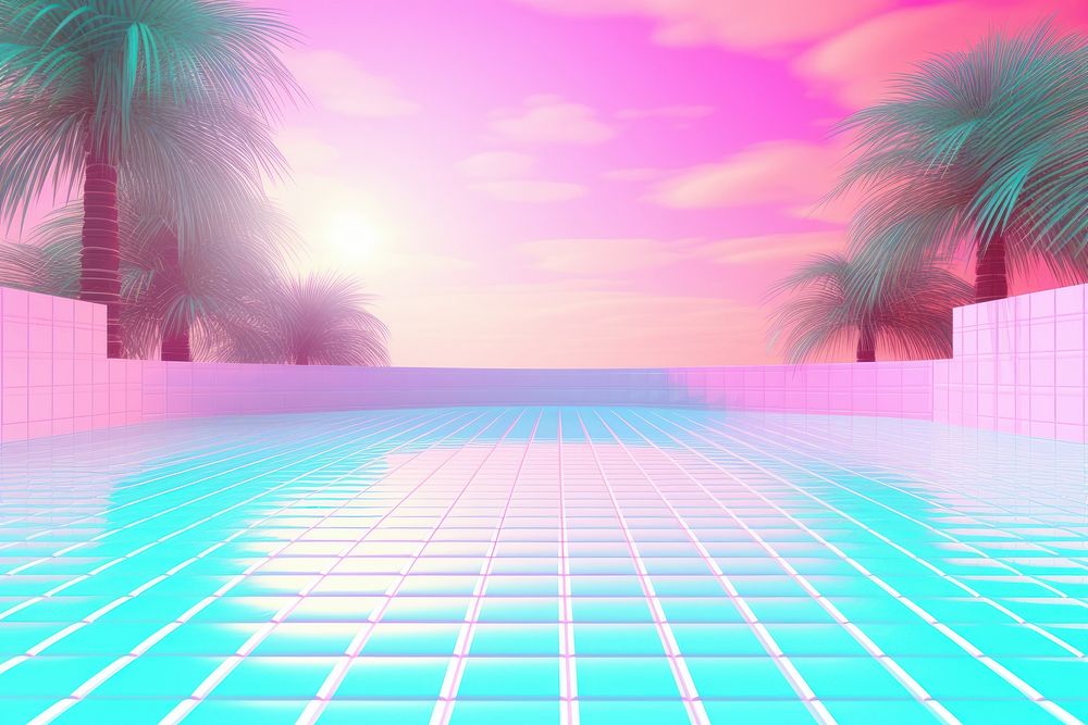 Retrowave garden pool backgrounds outdoors nature.