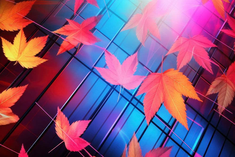 Retrowave autumn leaves backgrounds abstract plant.
