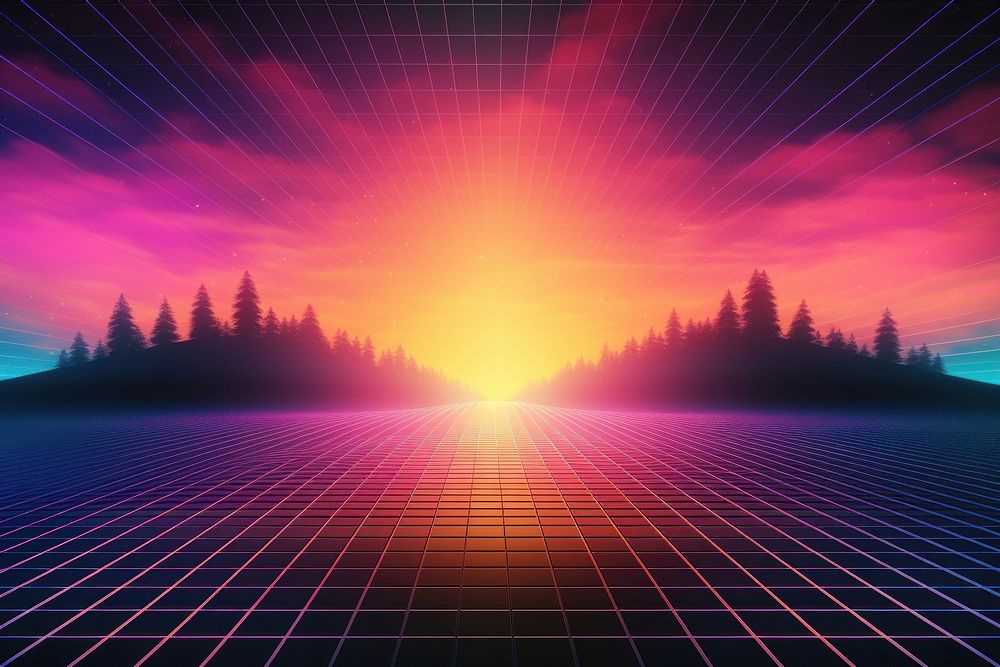 Retrowave autumn sunset backgrounds abstract nature.