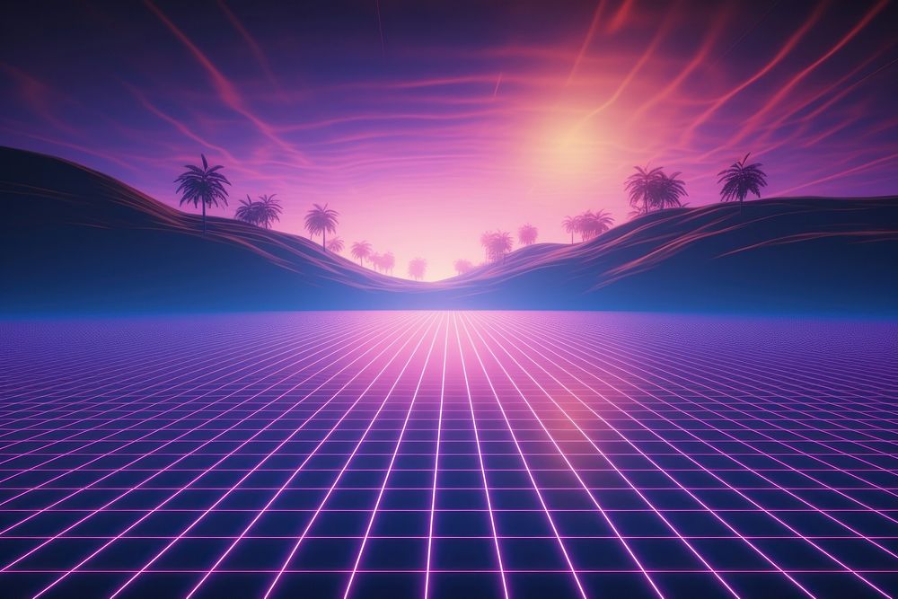 Retrowave grass field backgrounds abstract nature.