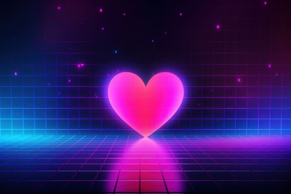 Retrowave heart backgrounds abstract night.