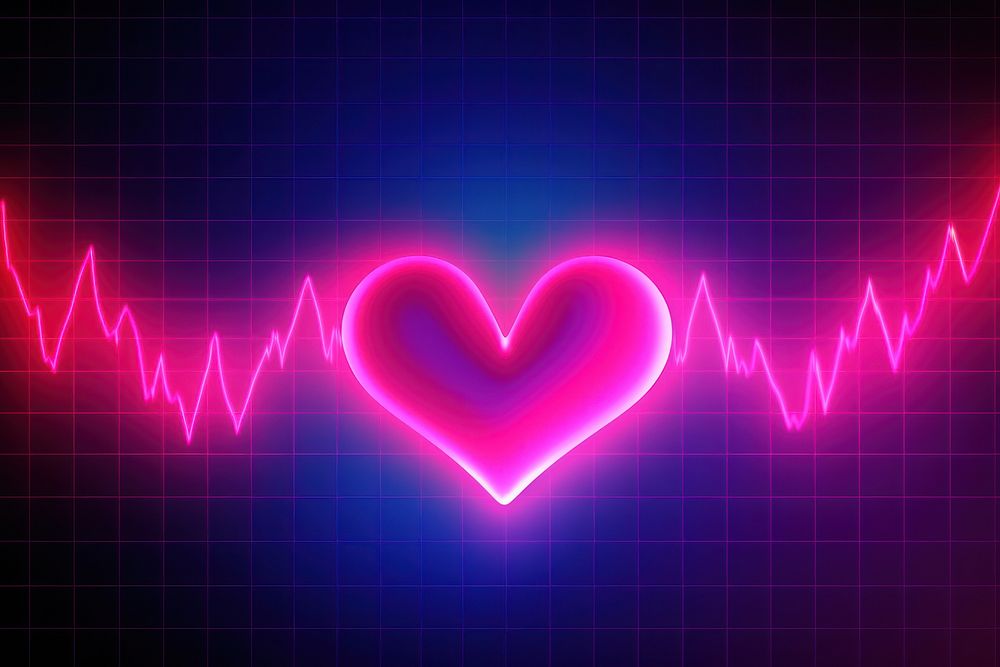 Retrowave heartbeat line neon backgrounds abstract.