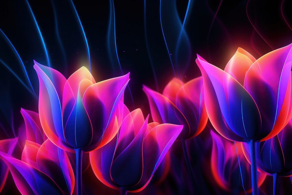 Retrowave tulip border backgrounds abstract pattern.