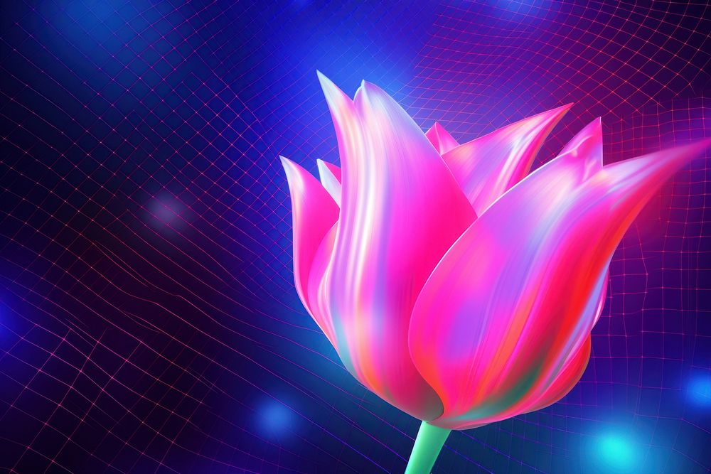 Retrowave tulip abstract pattern flower.