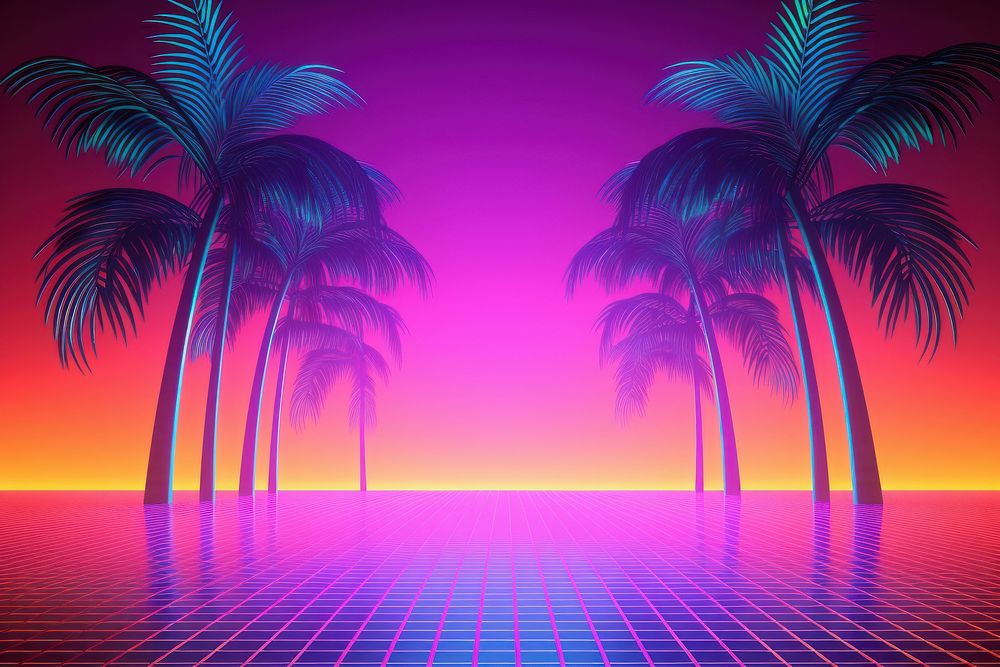 Retrowave tropical tree backgrounds nature.