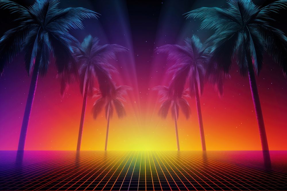 Retrowave tropical backgrounds abstract nature.