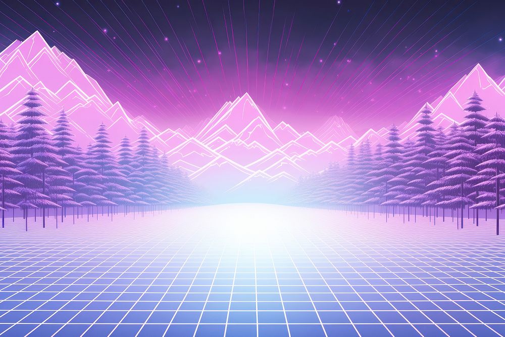 Retrowave winter scenery purple backgrounds abstract.