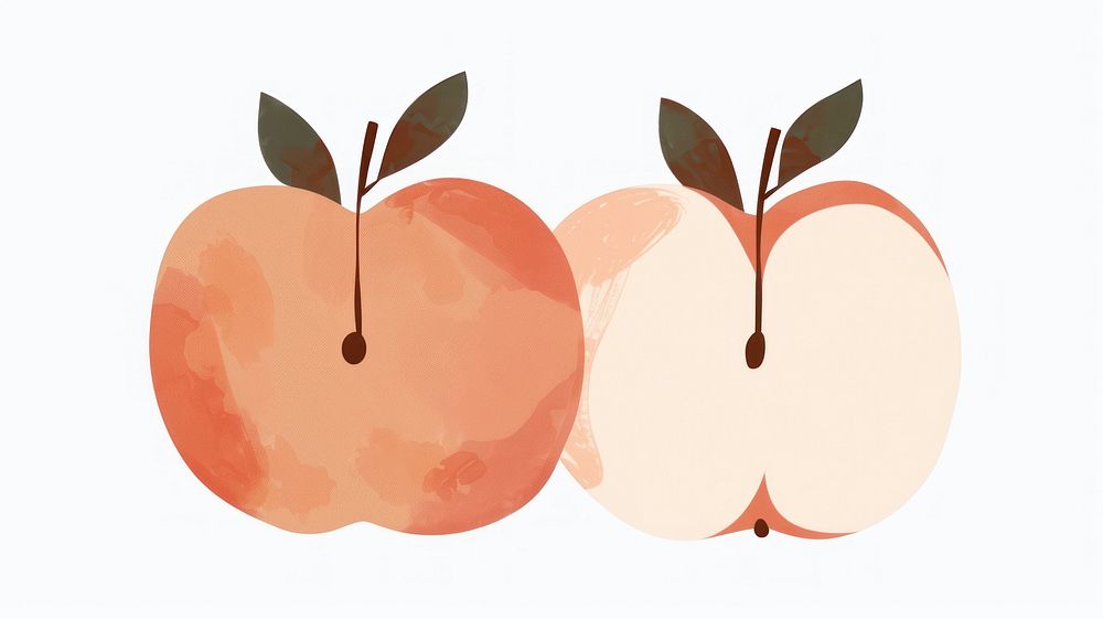 Apple divider illustration peach fruit plant.