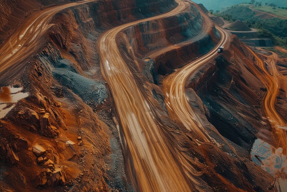 Iron ore mining road outdoors.