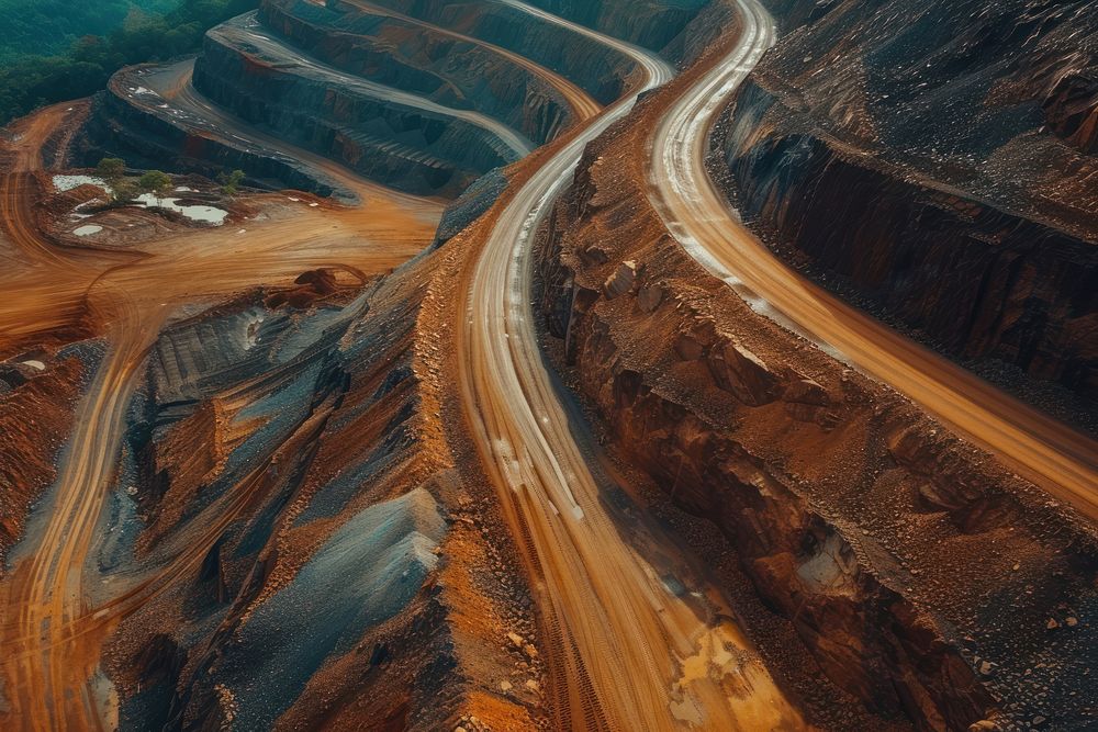 Iron ore road outdoors mining.