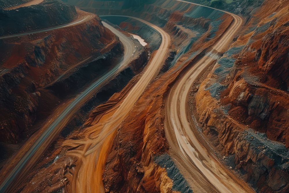 Iron ore road outdoors mining.