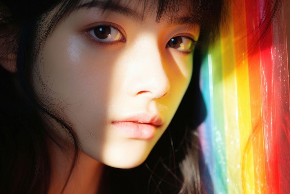 Light women Korean face photography portrait skin.