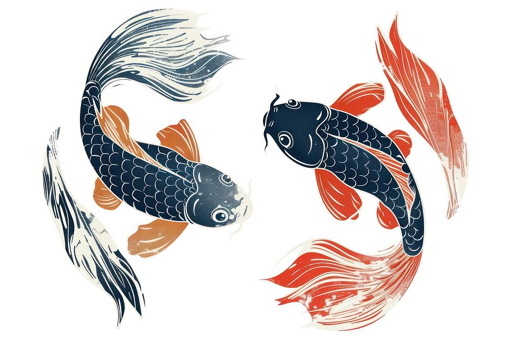 Animal fish koi white background.