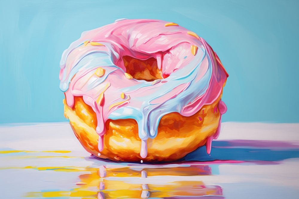 Colorful painting dessert donut.