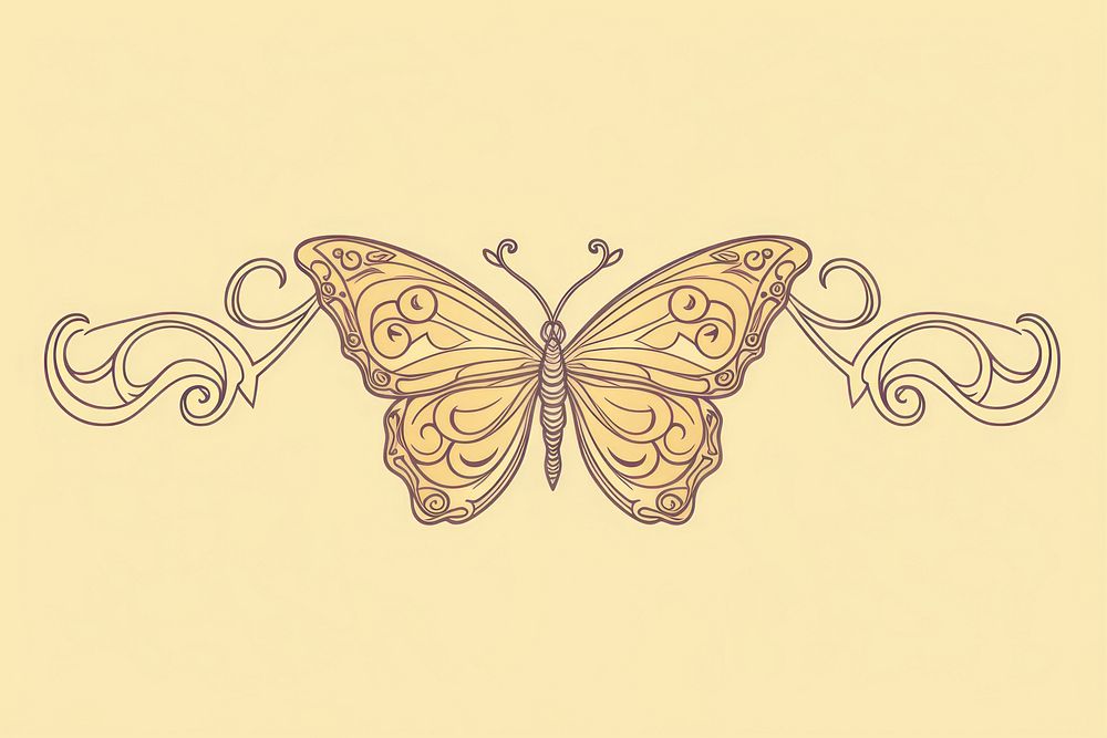 Ornament divider butterfly pattern drawing animal.