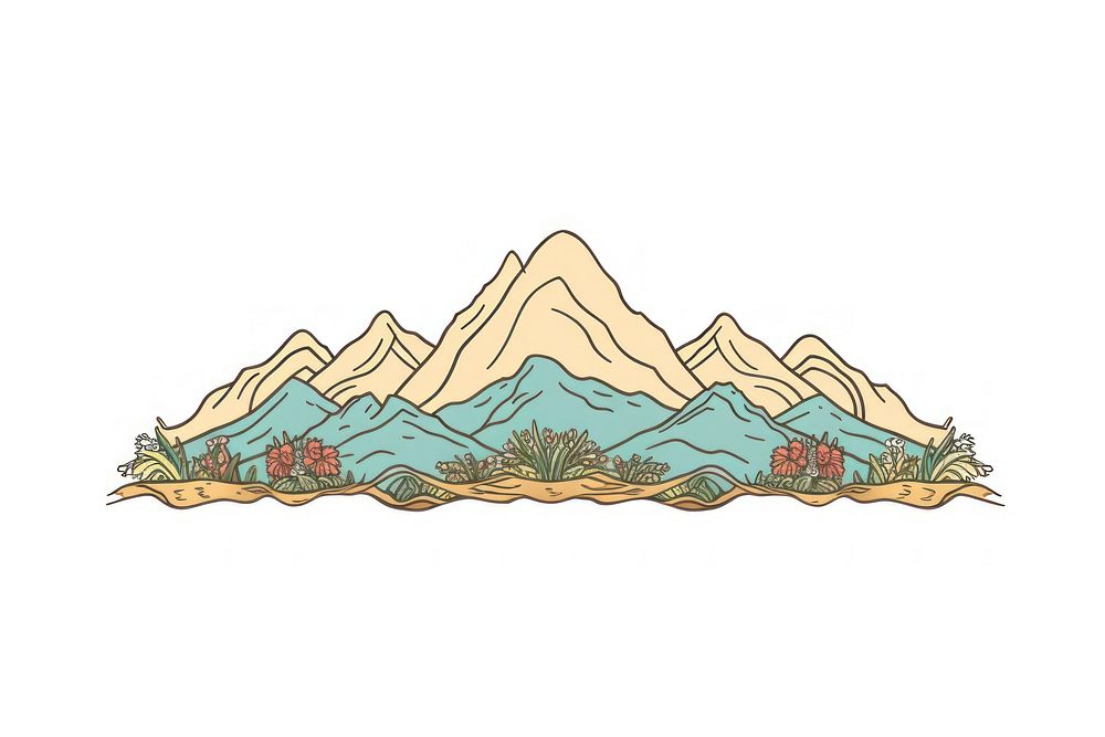 Ornament divider mountain landscape outdoors drawing.