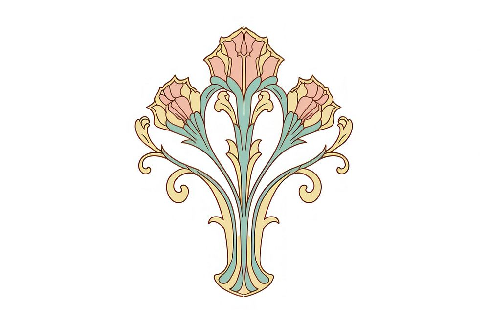 Ornament divider tulip art pattern drawing.