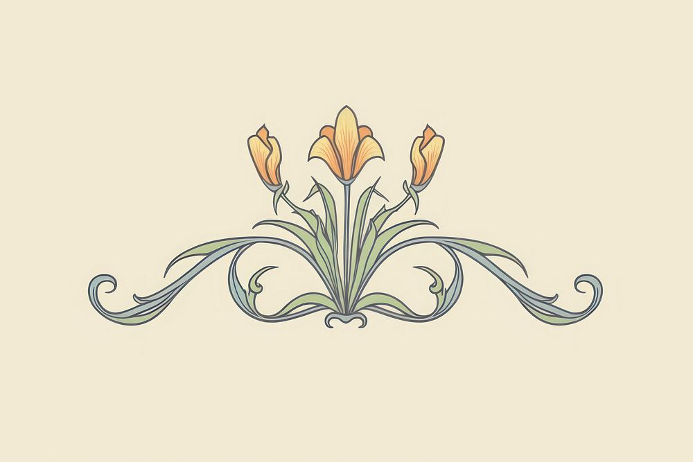 Ornament divider tulip pattern drawing sketch.