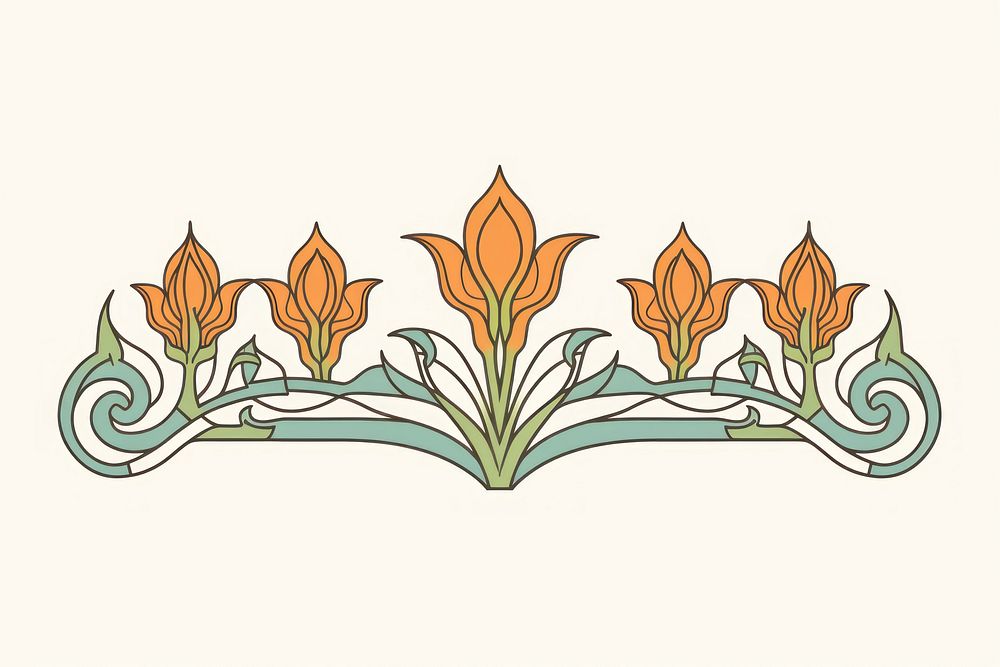Ornament divider tulip pattern plant art.