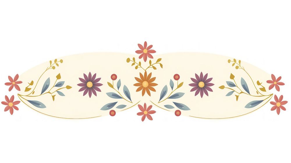 Wildflower divider ornament pattern art white background.