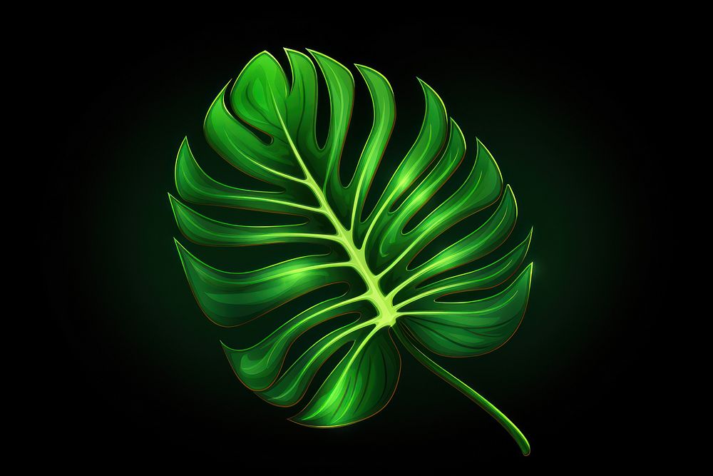 Neon monstera leaf png pattern plant green.