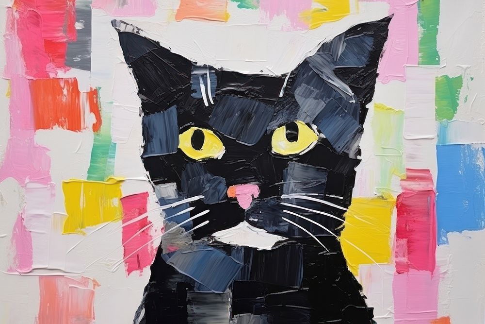 Cat art painting mammal.