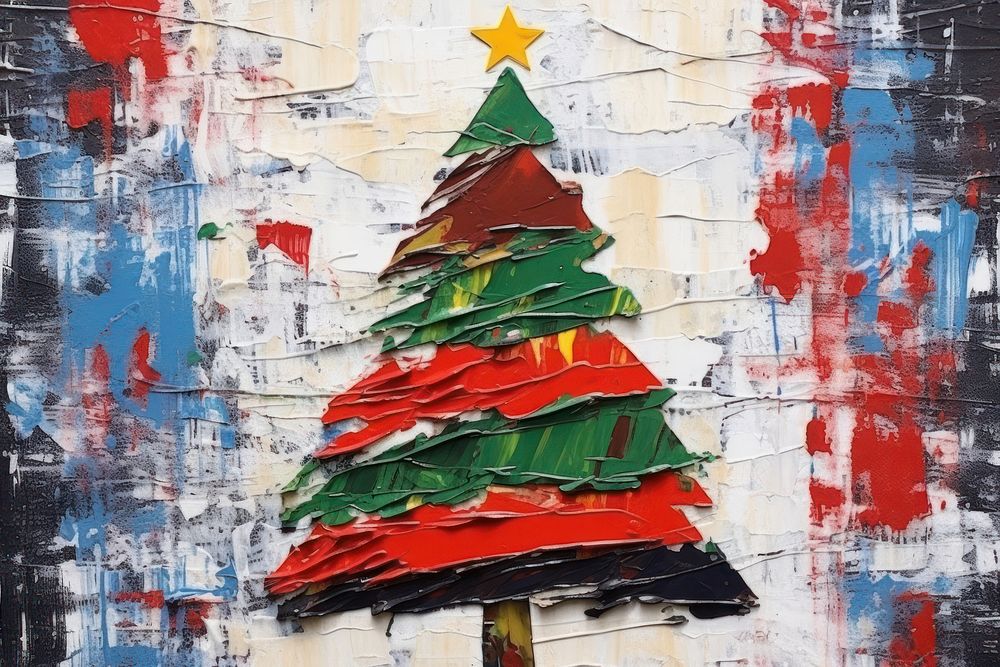 Christmas tree art abstract painting.