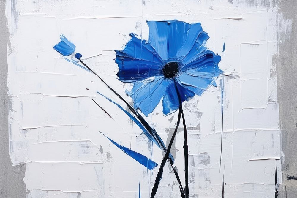 Blue flower art painting inflorescence.