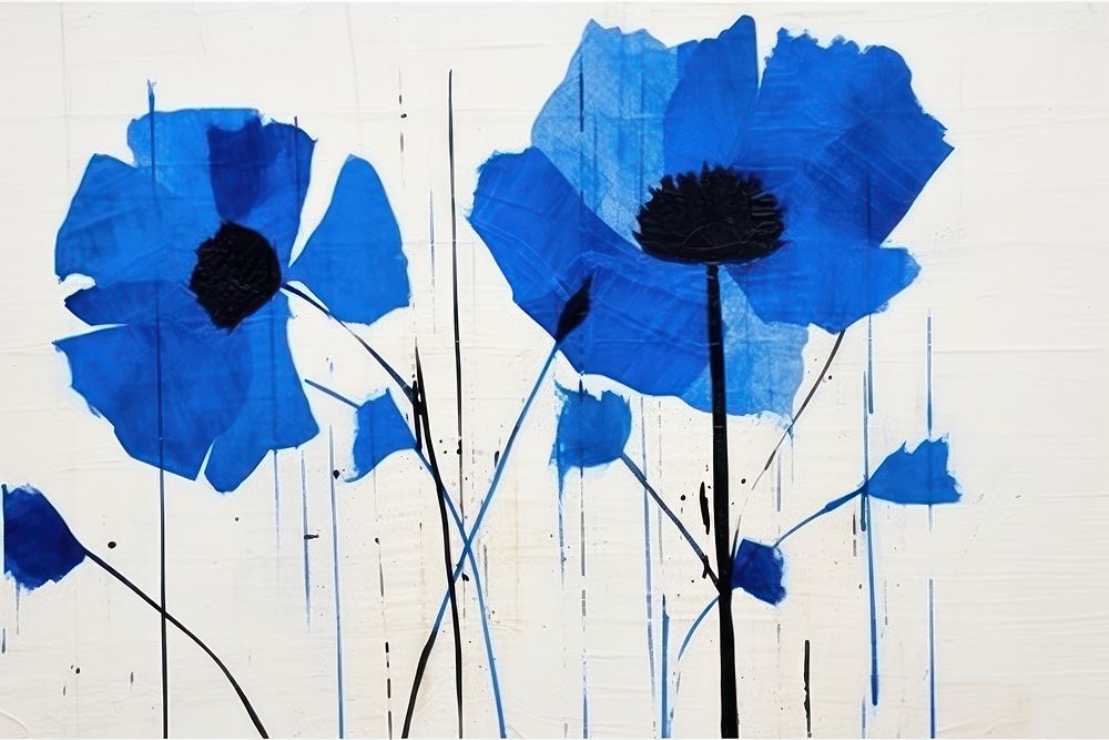 Blue flower art painting poppy. | Premium Photo Illustration - rawpixel