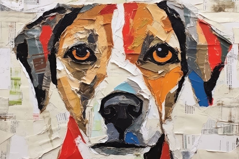 Dog art painting collage.