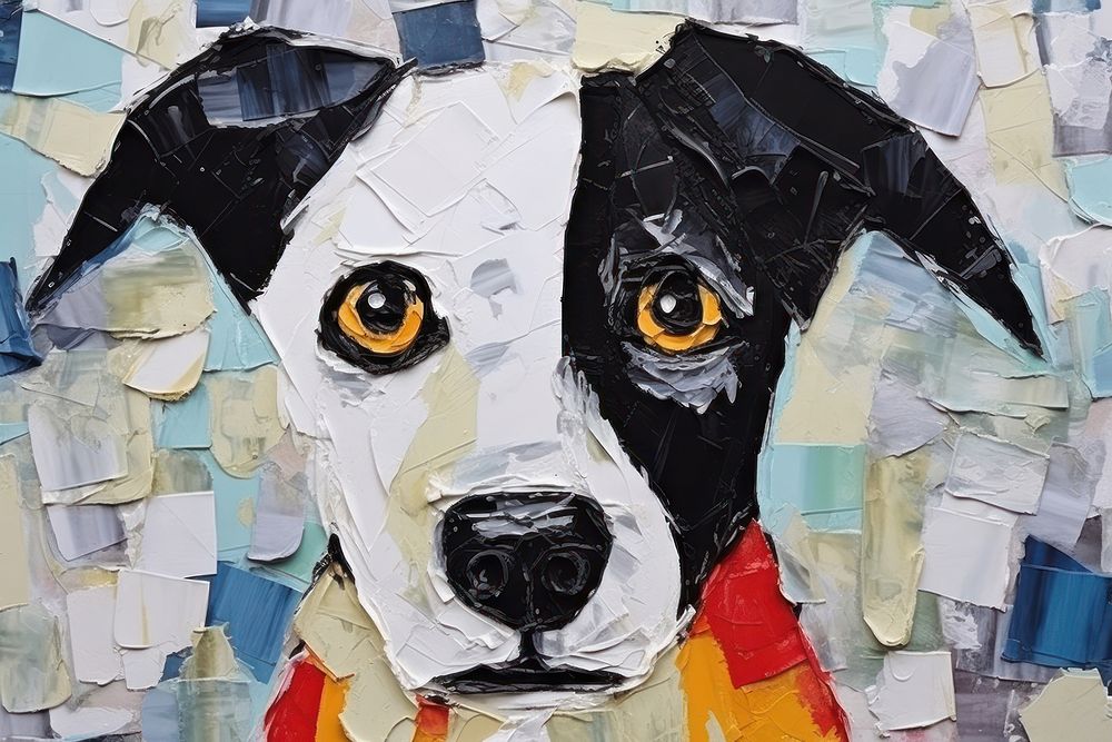 Dog collage art painting.