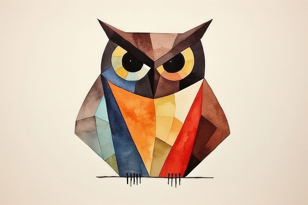 Owl art drawing collage.