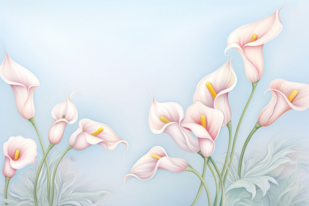 Painting of calla lilly flowers border backgrounds pattern plant.