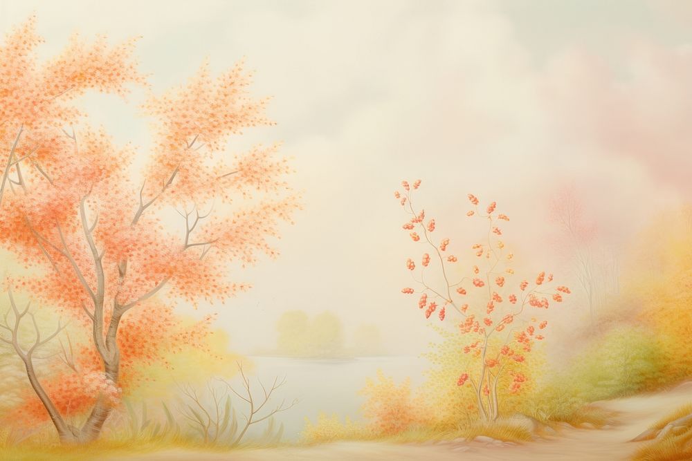 Painting of autumn border backgrounds outdoors nature.