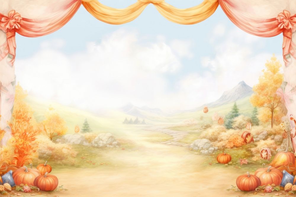 Painting of autumn festival border backgrounds outdoors tranquility.
