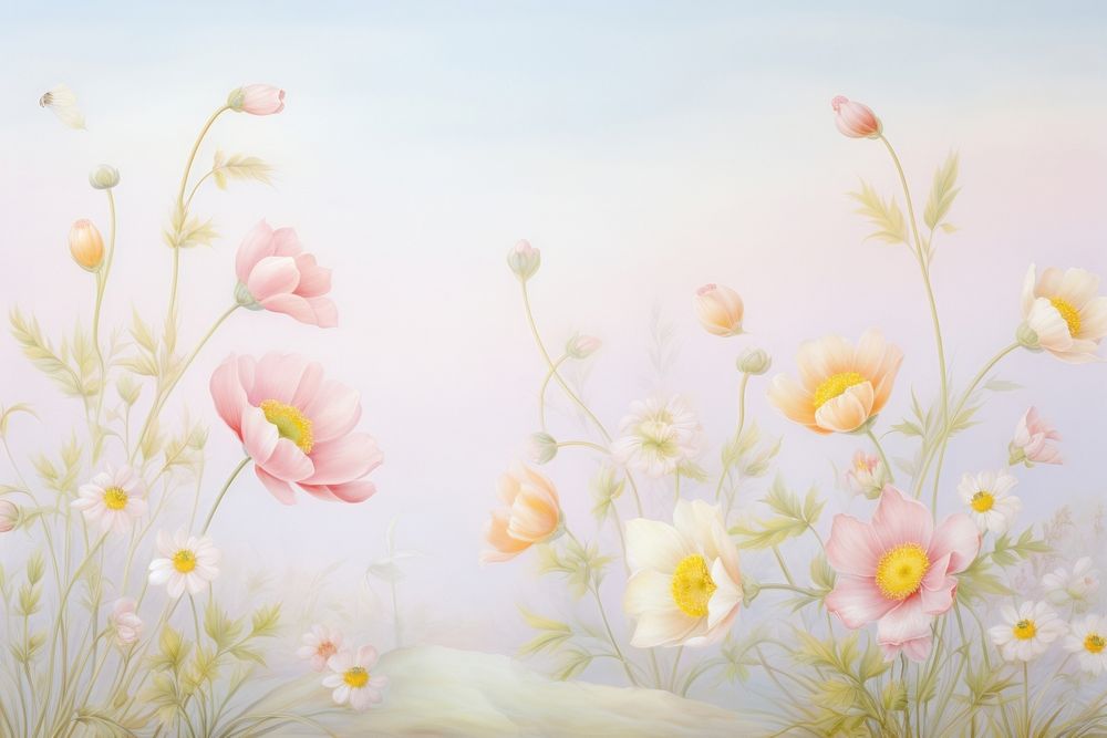 Painting of autumn flowers border backgrounds outdoors pattern.