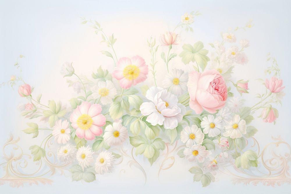 Painting of bouquet border backgrounds pattern flower.