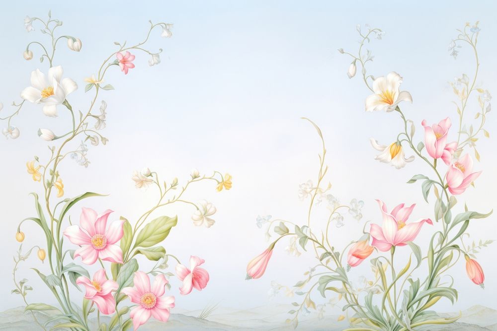 Painting of bouquet border backgrounds pattern flower.