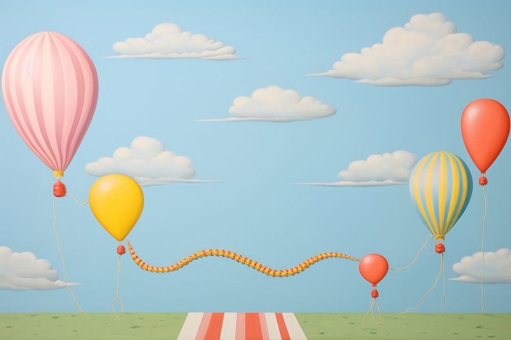 Painting of balloon border backgrounds transportation celebration.