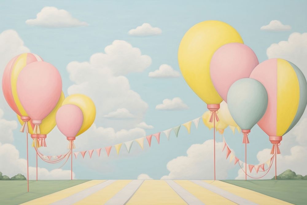 Painting of balloon border backgrounds transportation creativity.