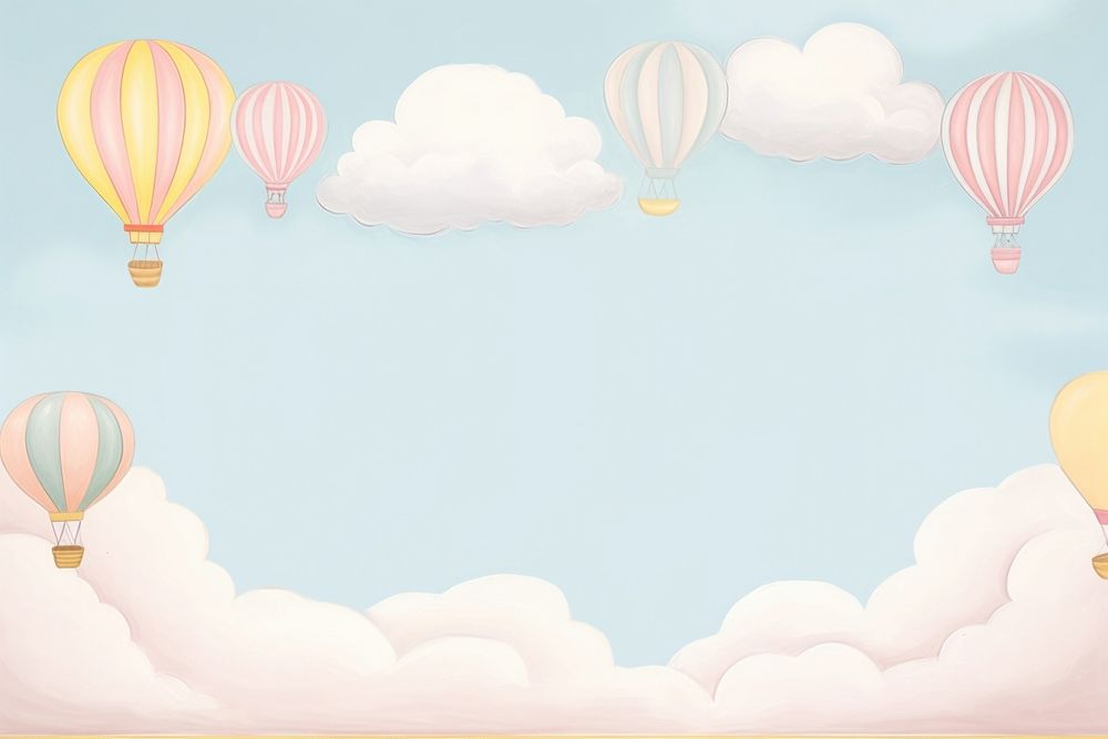 Painting of balloon border backgrounds aircraft vehicle.