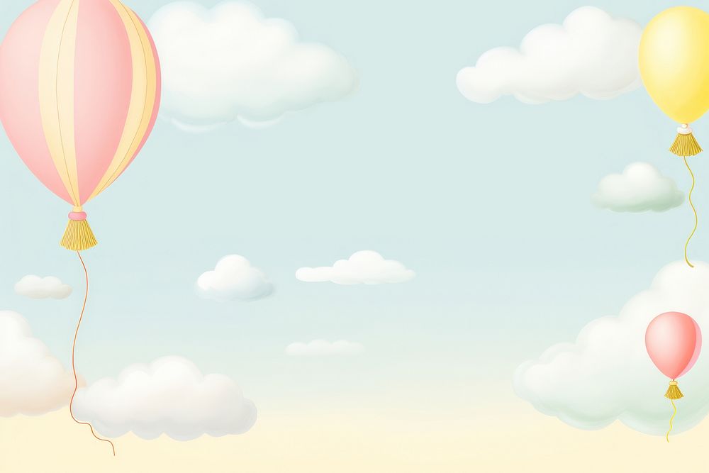 Painting of balloon border backgrounds aircraft transportation.