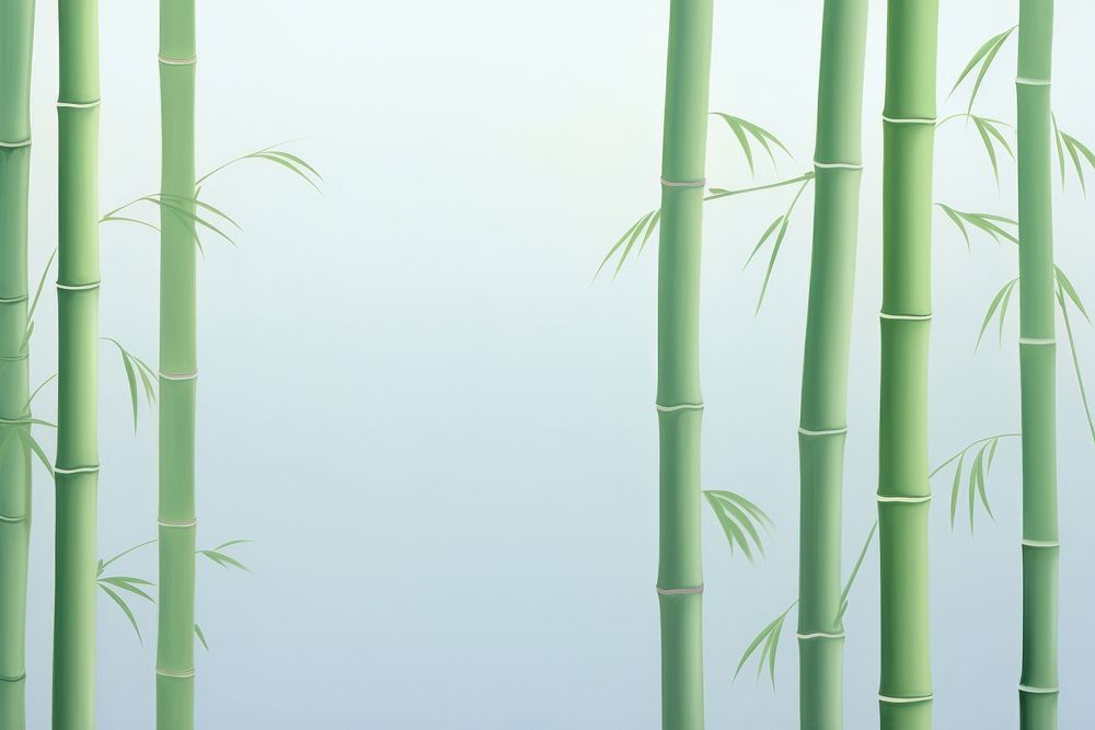 Painting of bamboo stems border backgrounds plant green.