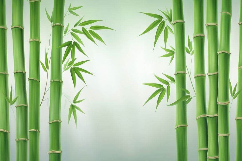 Painting of bamboo stems border backgrounds plant green.